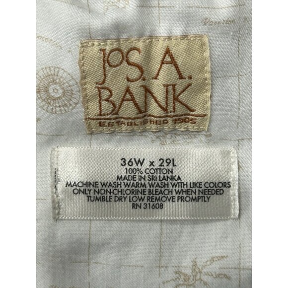 Jos A Bank Mens Beige Pleated Cotton Pants Size 36W X 29L - Picture 5 of 8